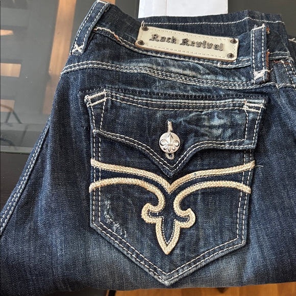 Rock Revival Denim - Rock Revival Women's Dark Blue Jeans with Embroidered Pocket